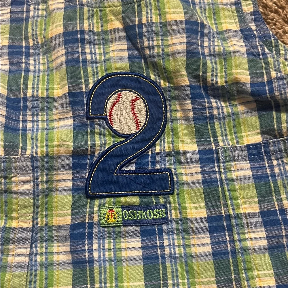 OshKosh B'gosh Vintage Blue and Green Baby Romper‎ 0-3M